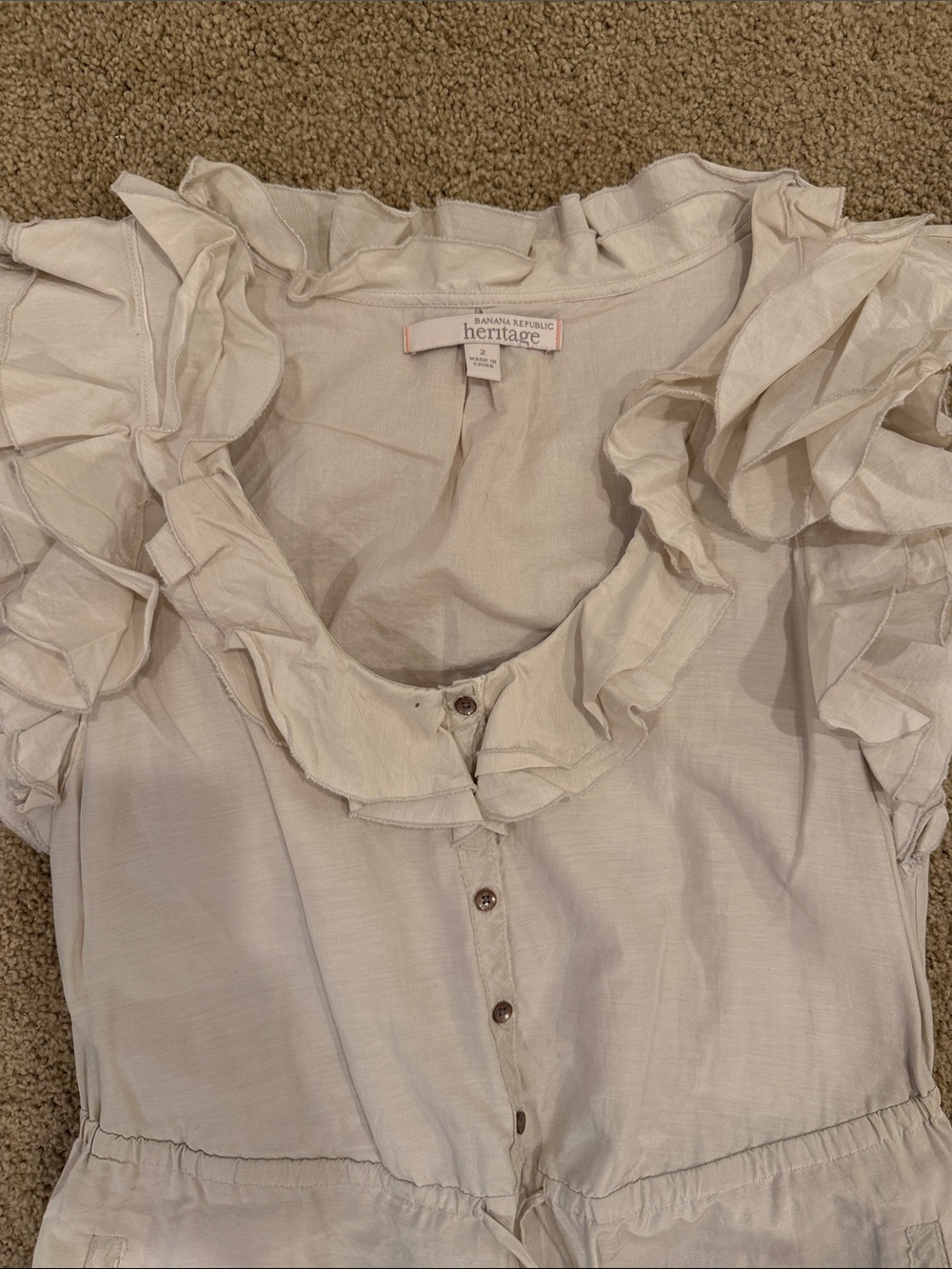 Banana Republic Heritage Ruffle Sleeve Dress in Light Beige - Picture 2 of 2